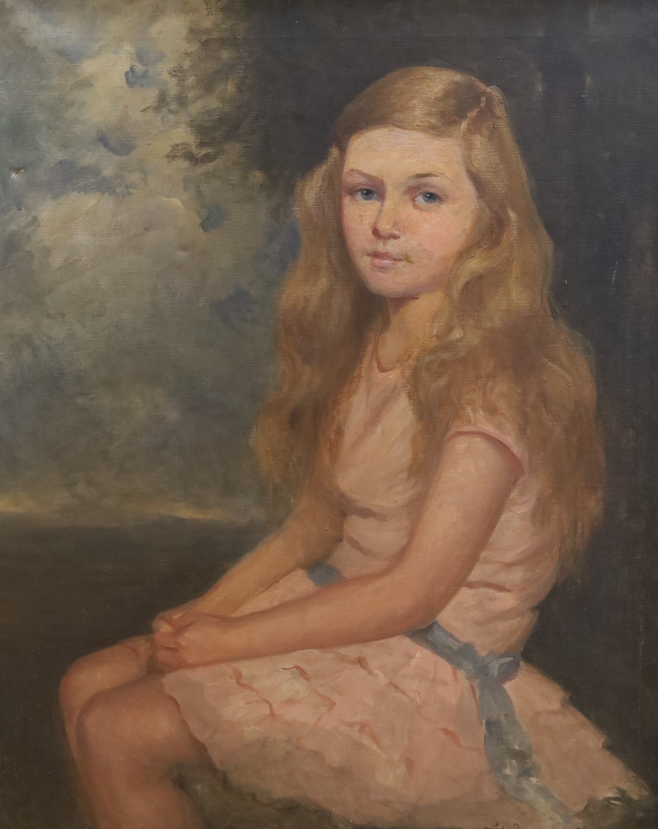 Lily Wrangel Christie (1861-1948), oil on canvas, Portrait of a seated girl, signed, 75 x 63cm